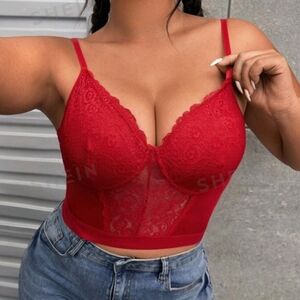 3 for $25 SHEIN SXY Lace Bustier Cami Top Red